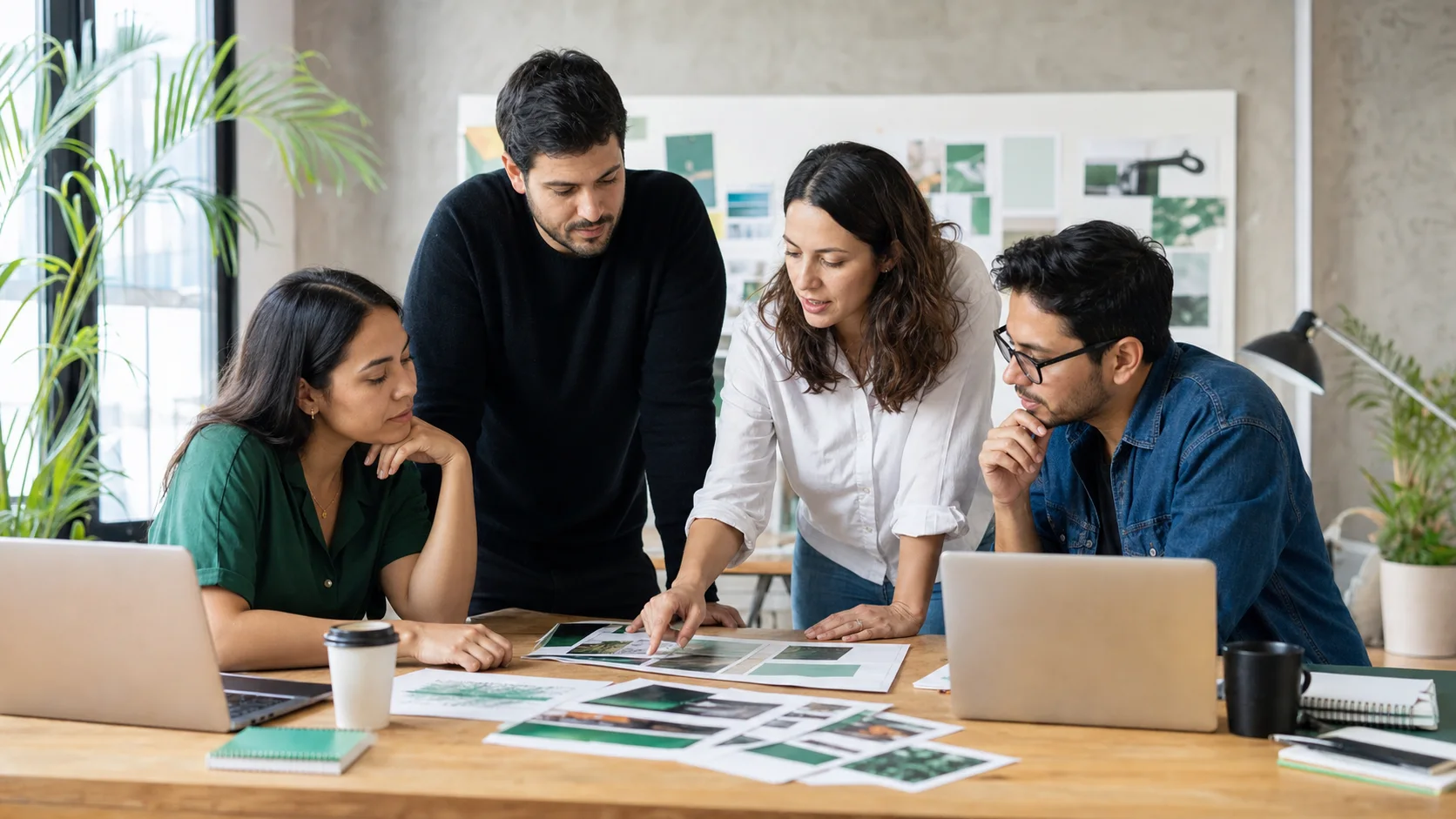 Equipo de marketing revisando contenidos y planificando una campaña